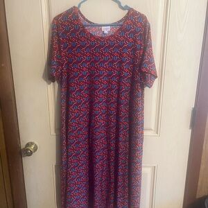 LuLaRoe Red Geometric Carly Dress